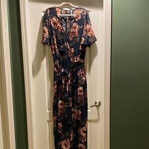Xhilaration Navy Floral Jumpsuit